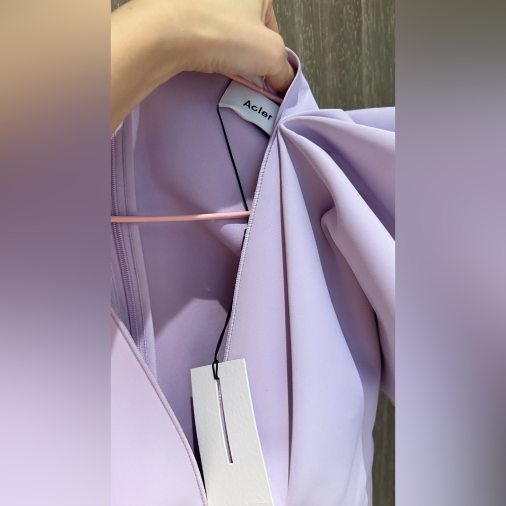 Acler Redwood Ruffled-sleeve Midi Dress In Purple - Picture 6 of 11